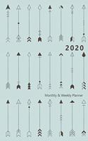 2020 Monthly & Weekly Planner: Hourly appointment planner. 7 full daily columns. Schedule, arrange, plan events. Monday start week. 9.0" x 6.0". Portable. (Graphic design, arrows 