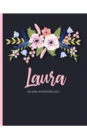 Laura: Black Personalized Lined Journal with Inspirational Quotes