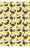Journal Notebook Funny Pugs Pattern 2