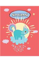 Sketchbook: Unicorn On The Rose Color Cover and Blank Pages, Extra large (8.5 x 11) inches, 110 pages, White paper, Sketch, Draw and Paint(7 Unicorn Notebook)