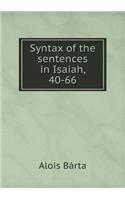 Syntax of the Sentences in Isaiah, 40-66
