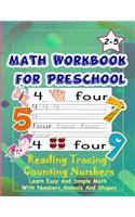 Math Workbook for Preschool Reading Tracing Counting Numbers