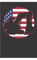 Notebook: Excavator 4th Of July Patriotic Digger Dot Grid Dotted 6x9 120 Pages