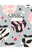 Blank Sheet Music Notebook: Easy Blank Staff Manuscript Book Large 8.5 X 11 Inches Musician Paper Wide 12 Staves Per Page for Piano, Flute, Violin, Guitar, Trumpet, Drums, Cell