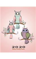 2020 Weekly & Monthly Planner: Calendar Planner Diary 12 Months - Designed for Easy Use with Journal Paper - Three Pink Owls