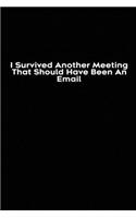 I Survived Another Meeting That Should Have Been An Email: Blank lined funny journal for your busy mom and dad. Gag Gift for coworkers at the office. 6x9 inches, 100 pages.