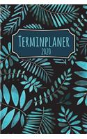 Terminplaner 2020: Jahresplaner von September 2019 bis Dezember 2020 mit Farn Pflanzen Muster Planer mit 174 Seiten in weiß im Format A5 mit glänzendem Soft Cover.