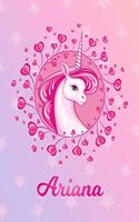 Ariana: Unicorn Large Blank Primary Sketchbook Paper - Pink Purple Magical Horse Personalized Letter A Initial Custom First Name Cover - Drawing Sketch Book