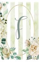 Notebook 6"x9", Letter F, Green Stripe Floral Design: (6 Letter/Initial F - Green Stripe Floral Design Notebook 6"x9" Alphabet)