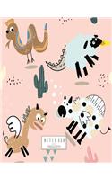 Notebook: Boho animals style on pink cover and Lined pages, Extra large (8.5 x 11) inches, 110 pages, White paper(3 Boho Animals Style on Pink Notebook)