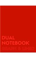 Dual Notebook Graph & Lined: Letter Size Notebook with Lined and Graph Pages Alternating, 8.5 x 11, 100 Pages (50 Wide Ruled + 50 Grid Lined), Red Soft Cover