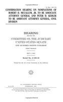 Confirmation Hearing on Nominations of Robert D. McCallum, Jr. to Be Associate Attorney General and Peter D. Keisler to Be Assistant Attorney General, Civil Division