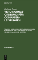 Die Besonderen Vertragsbedingungen Für Die Miete, Den Kauf Und Die Wartung Von Edv-Anlagen Und -Geräten