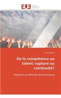 de la Comp?tence Au Talent