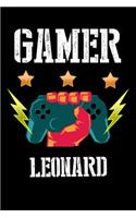 Gamer Leonard: Liniertes Notizbuch für deinen Vornamen