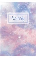 Nathaly: First Name Personalized Notebook, College Ruled (Lined) Journal, Cute Pastel Notepad with Marble Pattern for Girls, Teens and Women