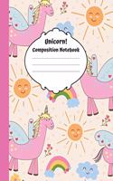 Unicorn Composition Notebook: Large 8.5x11 blank college ruled