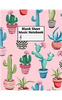 Blank Sheet Music Notebook: Easy Blank Staff Manuscript Book Large 8.5 X 11 Inches Musician Paper Wide 12 Staves Per Page for Piano, Flute, Violin, Guitar, Trumpet, Drums, Cell