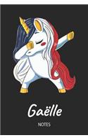 Gaëlle - Notes: Noms Personnalisé Carnet de notes / Journal pour les filles et les femmes. Licorne qui dab aux cheveux aux couleurs du drapeau français. Accessoires
