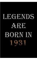 Legends Are Born In 1931 Notebook
