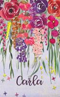 Carla: Personalized Lined Journal - Colorful Floral Waterfall (Customized Name Gifts)