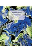 Marble Notebook: Blue Green Blank Unruled Cute Composition Notebook for Girls Teens Kids Adult Business School Writing Notes Journal - (7,5 x 9,25 inches - 100 white