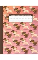 Primary Composition Notebook: Cute Brown Chocolate & Yellow Cream Labrador Retriever Puppies Running (Dogs Cover) - School Exercise Book, Draw And Write Journal Grades K-2, Gifts(1 Dogs Composition Book)