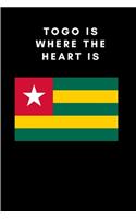 Togo is where the heart is: Country Flag A5 Notebook to write in with 120 pages