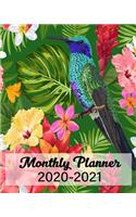 Monthly Planner 2020-2021: Jan 1, 2020 to Dec 31, 2021: Monthly Planner + Calendar Views Schedule Organizer for Hummingbirds Lover
