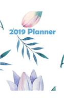 2019 Planner: Weekly Planner Monthly Planner 8x10 120 Pages Notes to Do Lists Blue and Pink Flowers