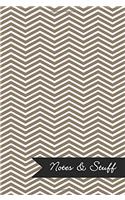Notes & Stuff Lined Notebook With Khaki Chevron Pattern Cover