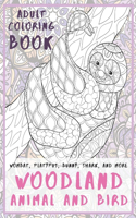 Woodland Animal and Bird - Adult Coloring Book - Wombat, Platypus, Bunny, Shark, and more