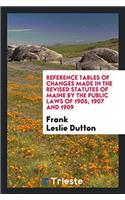 Reference Tables of Changes Made in the Revised Statutes of Maine by the Public Laws of 1905, 1907 and 1909
