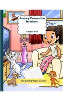 Primary Composition Notebook Grades K-2 Handwriting Paper Journal: Funny Cat Dashed Mid Line School Exercise Book Plus Sketch Pages for Boys and Girls(59 Efrat Haddi Handwriting Practice Paper)