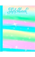 Sketchbook: A Large Cute Rainbow Sketchbook with Blank White Paper -250 Pages-8.5x11-Glossy Cover-Perfect Practice Drawing Pad for Adults, Kids or Students