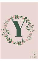 Monogram Initial Letter Y Notebook with Rose Pink Floral Journal for Women, Girls Birthday Gift and School: Lined Notebook / Journal Gift, 120 Pages, 6x9, Soft Cover, Matte Finish