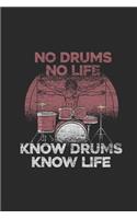 No Drums No Life: Drum Notebook, Graph Paper (6" x 9" - 120 pages) Musical Instruments Themed Notebook for Daily Journal, Diary, and Gift