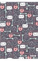 2028: Private Secret Lock Key Envelope Pattern Weekly Calendar Planner Organizer