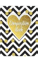 Composition Book: Gold Trendy Bullet Notebook 150-Page 1/4 Inch Dot Grid Journal 8.5 X 11 Glossy Softcover