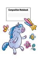 Composition Notebook: Dancing Unicorn College Ruled Lined Pages Book (7.44 X 9.69)