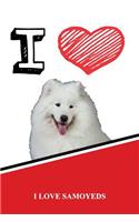 I Love Samoyeds: Isometric Dot Paper Portrait Notebook 120 Pages 6x9