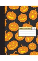 Composition Notebook - Halloween And Pumpkin Trick Or Treat: Wide Ruled Inside Notebook,8.15 x 11 Inch,110 page