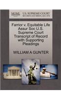 Farrior V. Equitable Life Assur Soc U.S. Supreme Court Transcript of Record with Supporting Pleadings