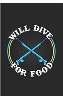 Will dive for food: 6x9 Spearfishing - dotgrid - dot grid paper - notebook - notes