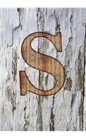 S: Monogram Notebook - College Ruled - Writers Notebook - Personalized Gift - Wood Plank Background