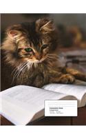 Composition Book: Adorable Kitten with Book