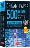 Origami Paper 500 Sheets Blue & White 6 (15 CM): Tuttle Origami Paper: Double-Sided Origami Sheets Printed with 12 Different Designs (Instructions for 5 Projects Included)