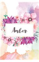 Amber: Personalized Journal - beautiful floral notebook cover with 120 blank, lined pages.