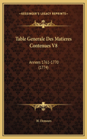 Table Generale Des Matieres Contenues V8