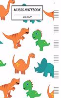 Music Notebook Wide Staff: DINOSAUR T-REX TRICERATOPS APATOSAURUS/Blank Music Sheet Notebook, Staff Paper, Music Manuscript Paper,6 Large Staves per page,8.5"x11",100 Pages, F